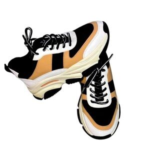 steve madden possession shoes black/tan womens 7.5